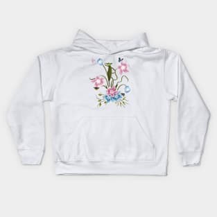 Aesthetic Flowers and Butterflies illustration Kids Hoodie